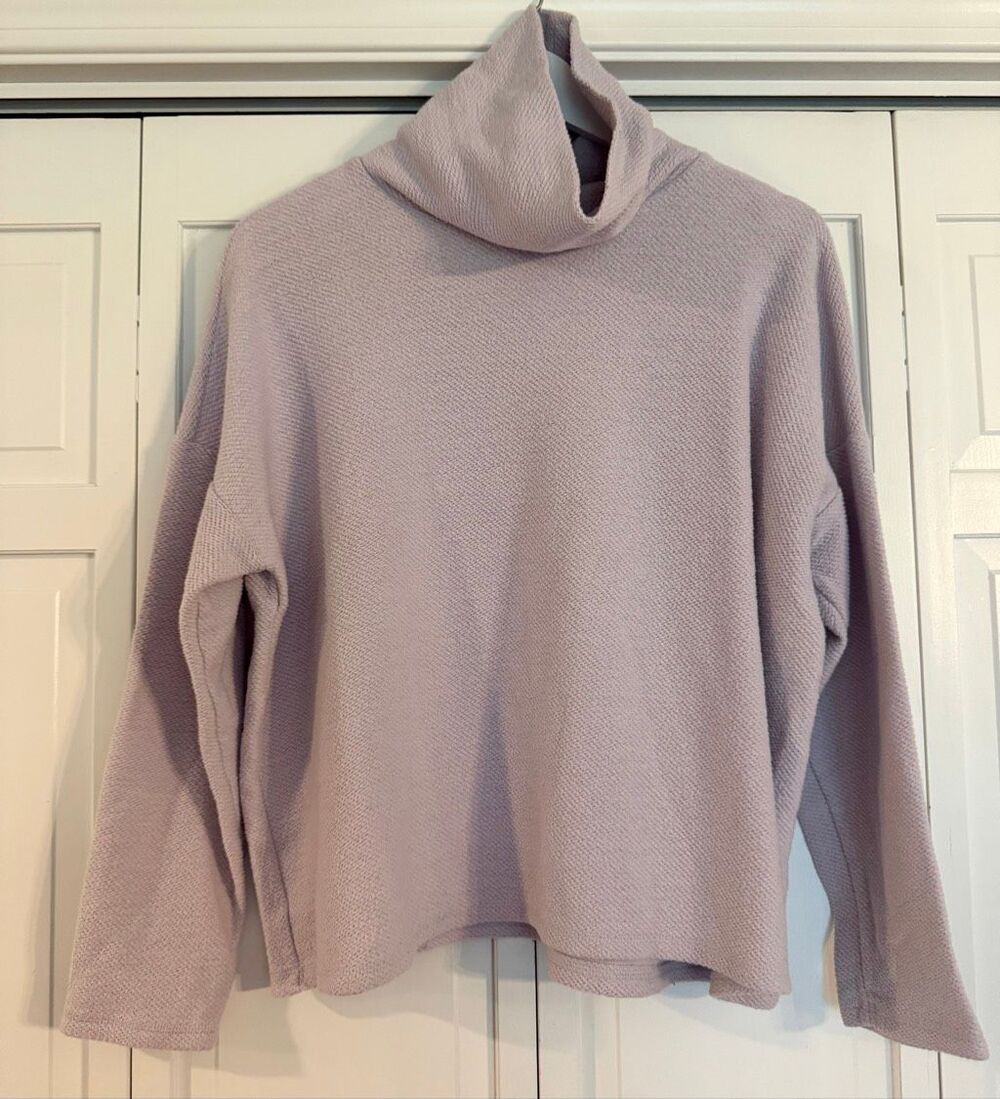 Aerie lavender cowl neck waffle knit sweater size small - Picture 2 of 8